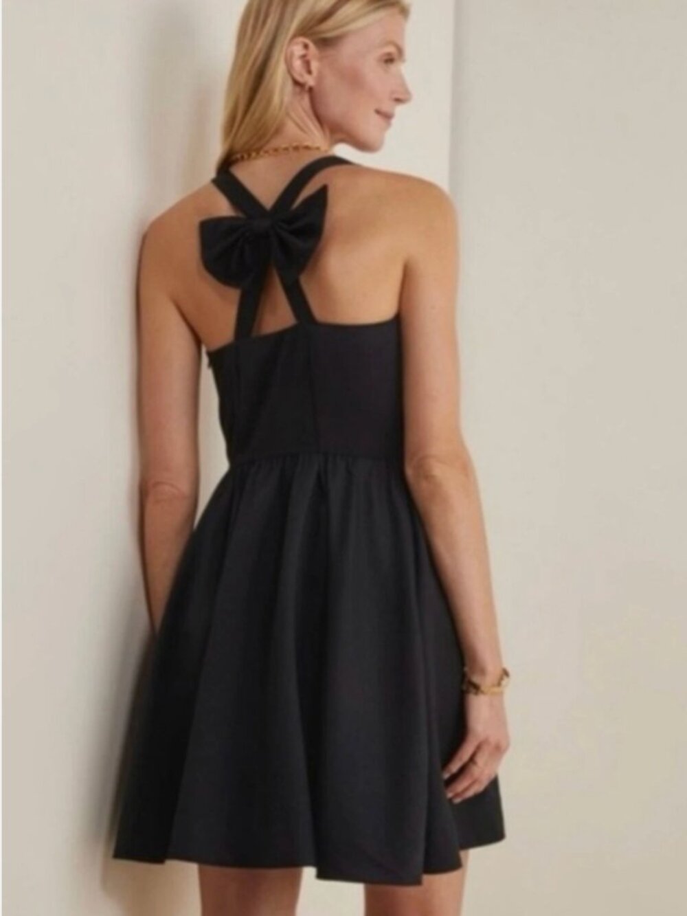 Vineyard Vines Black Bow Back Fit & Flare Silk Dress Wedding Guest Party 14 NWT - Picture 12 of 14